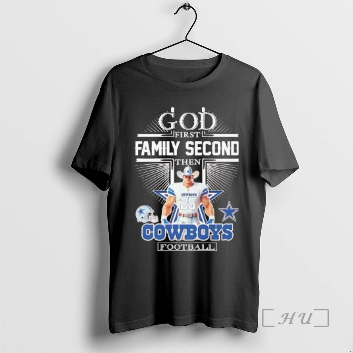 Officials God First Family Second Then Dallas Cowboys Football Mascot T-Shirts, Hoodie, Sweatshirt | PopFlextees.com