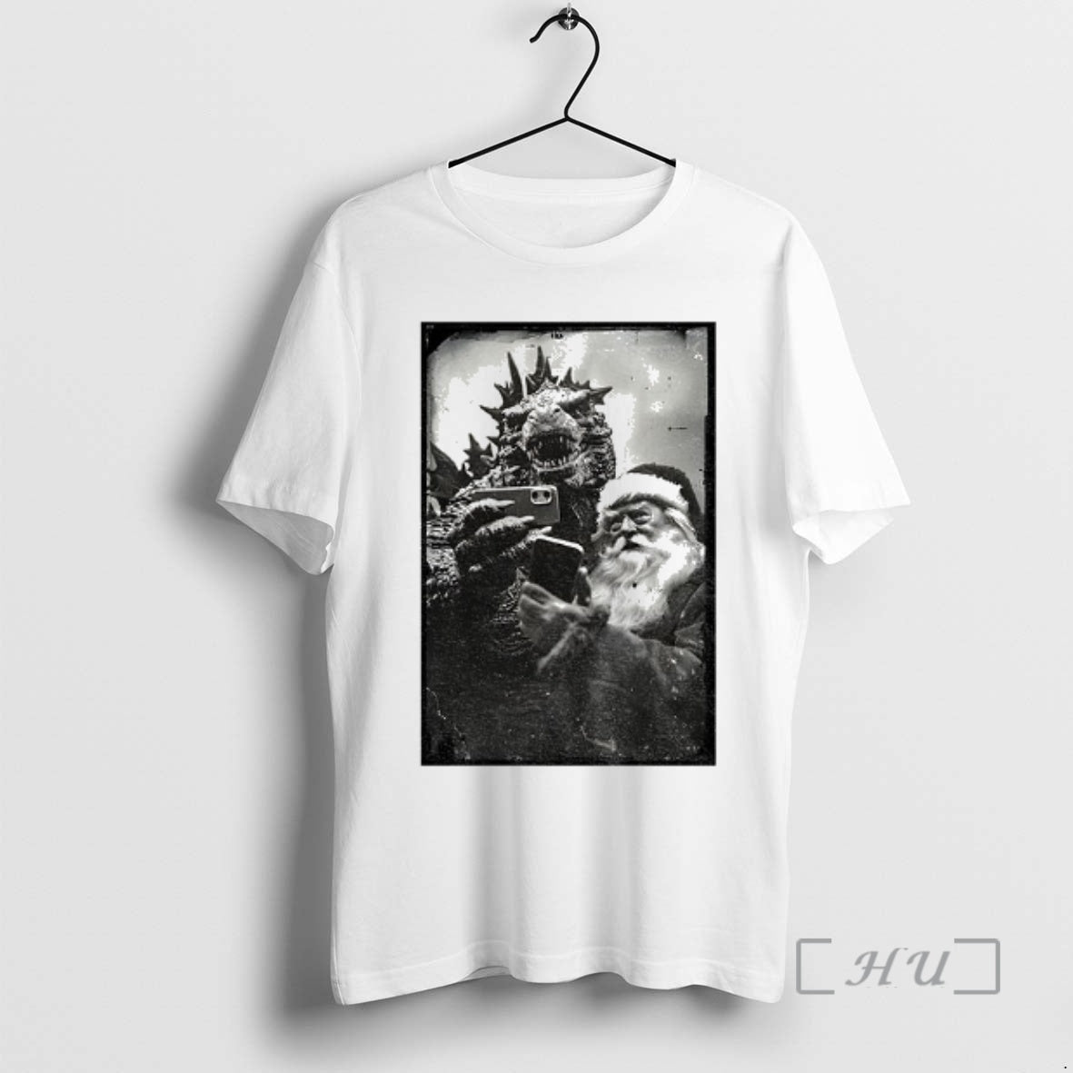 Officials Godzilla Santa Claus Vintage Selfie Photo T-Shirts, Hoodie, Sweatshirt | PopFlextees.com