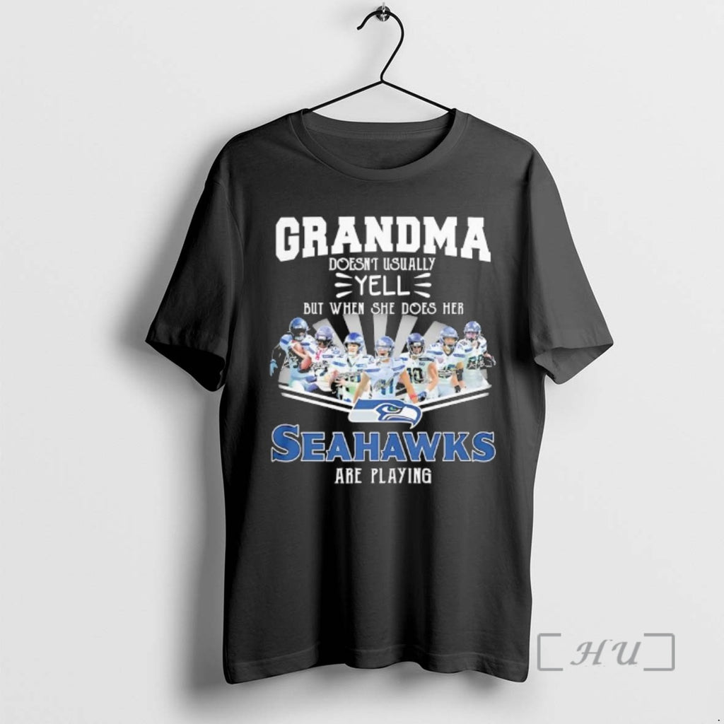 Officials Grandma Doesnt Usually Yell But When She Does Her Seahawks Are Playing Premium T-Shirts, Hoodie, Sweatshirt