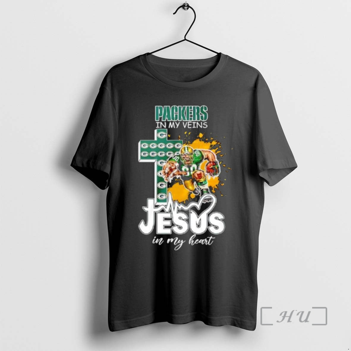 Officials Green Bay Packers In My Veins Jesus In My Heart Features A Football Player T-Shirts, Hoodie, Sweatshirt