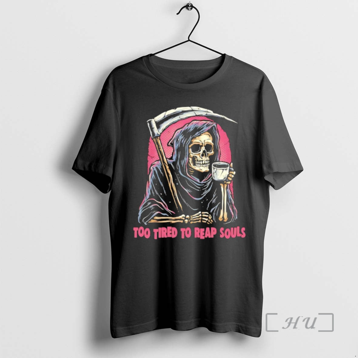 Officials Grim Reaper With Coffee Too Tired To Reap Souls T-Shirts, Hoodie, Sweatshirt | PopFlextees.com