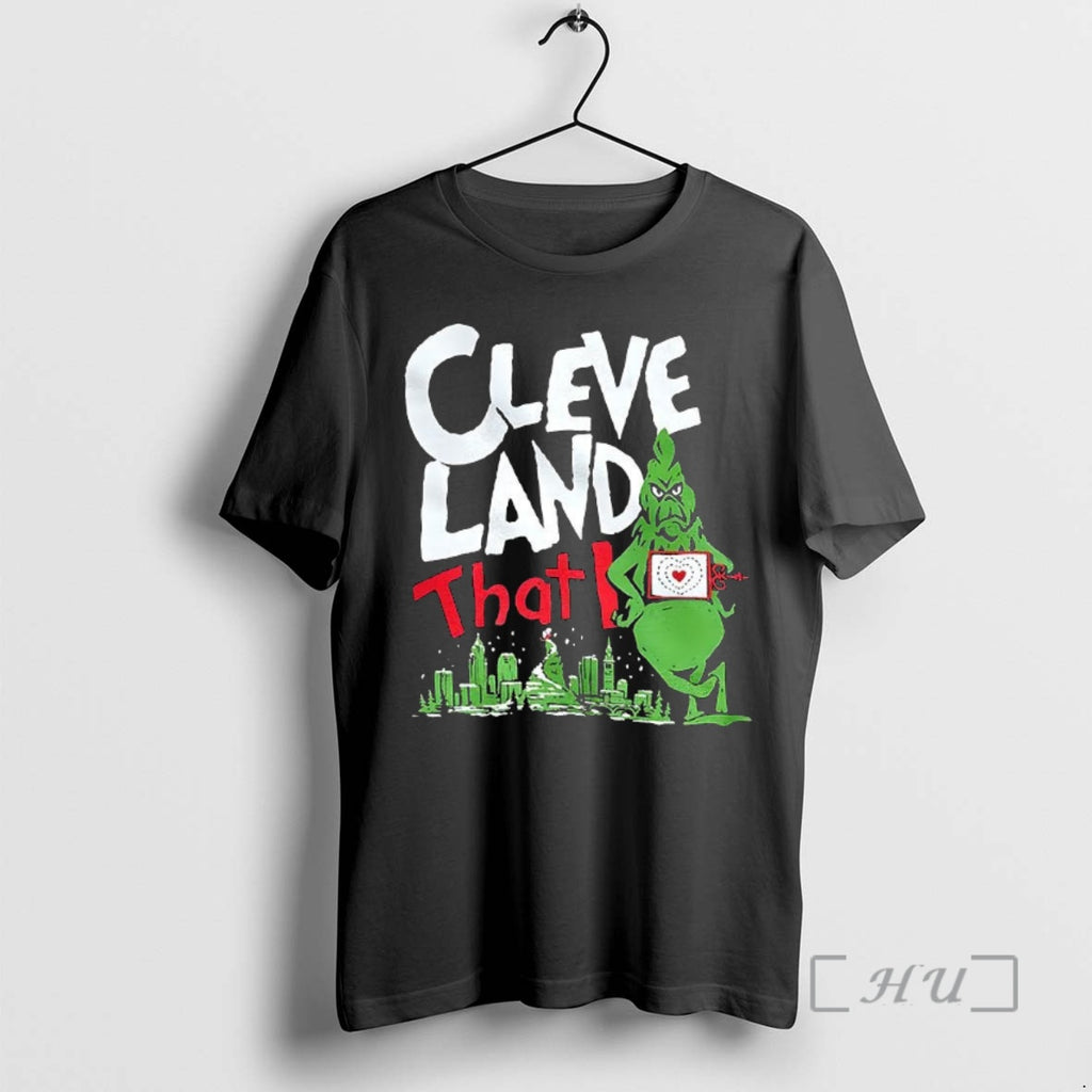 Officials Grinch Hes A Mean One Cleveland Skyline Christmas T-Shirts, Hoodie, Sweatshirt | PopFlextees.com
