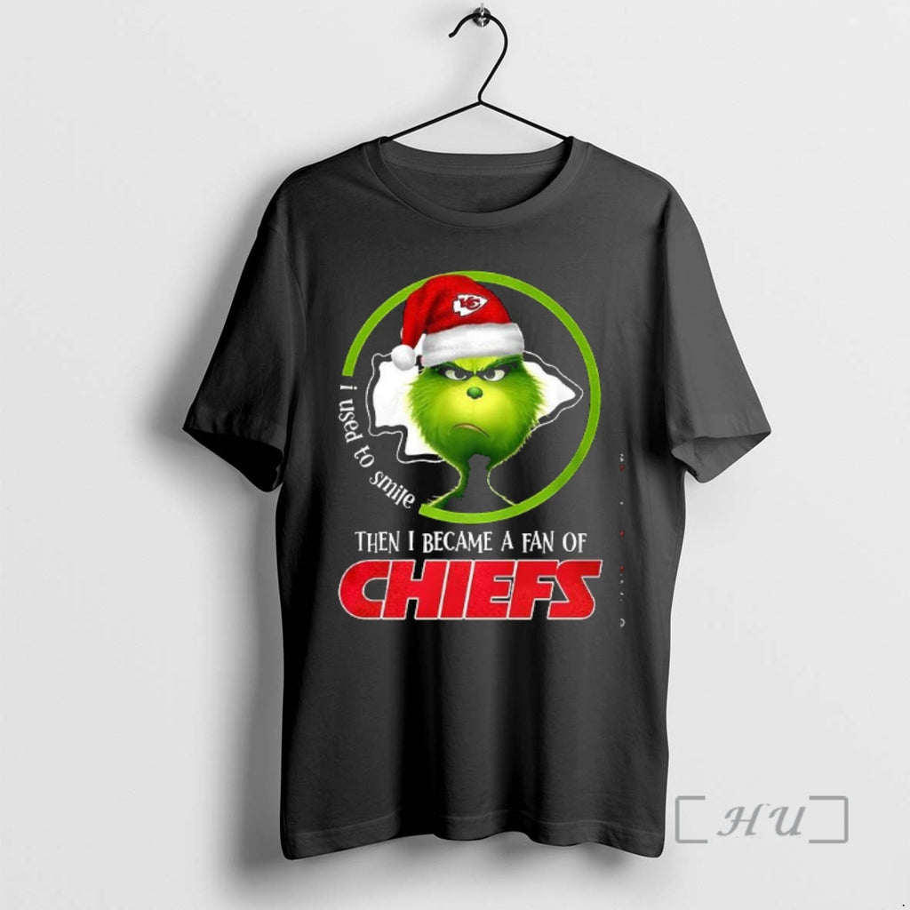 Officials Grinch I Used To Smile Then I Became A Fan Of Chiefs Premium T-Shirts, Hoodie, Sweatshirt | PopFlextees.com