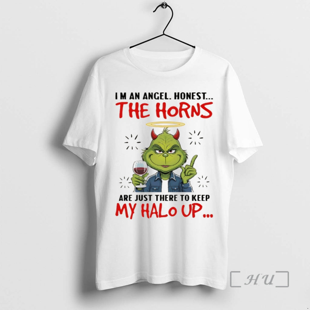 Officials Grinch Im An Angel Honest The Horns Are Just There To Keep My Halo T-Shirts, Hoodie, Sweatshirt | PopFlextees.com