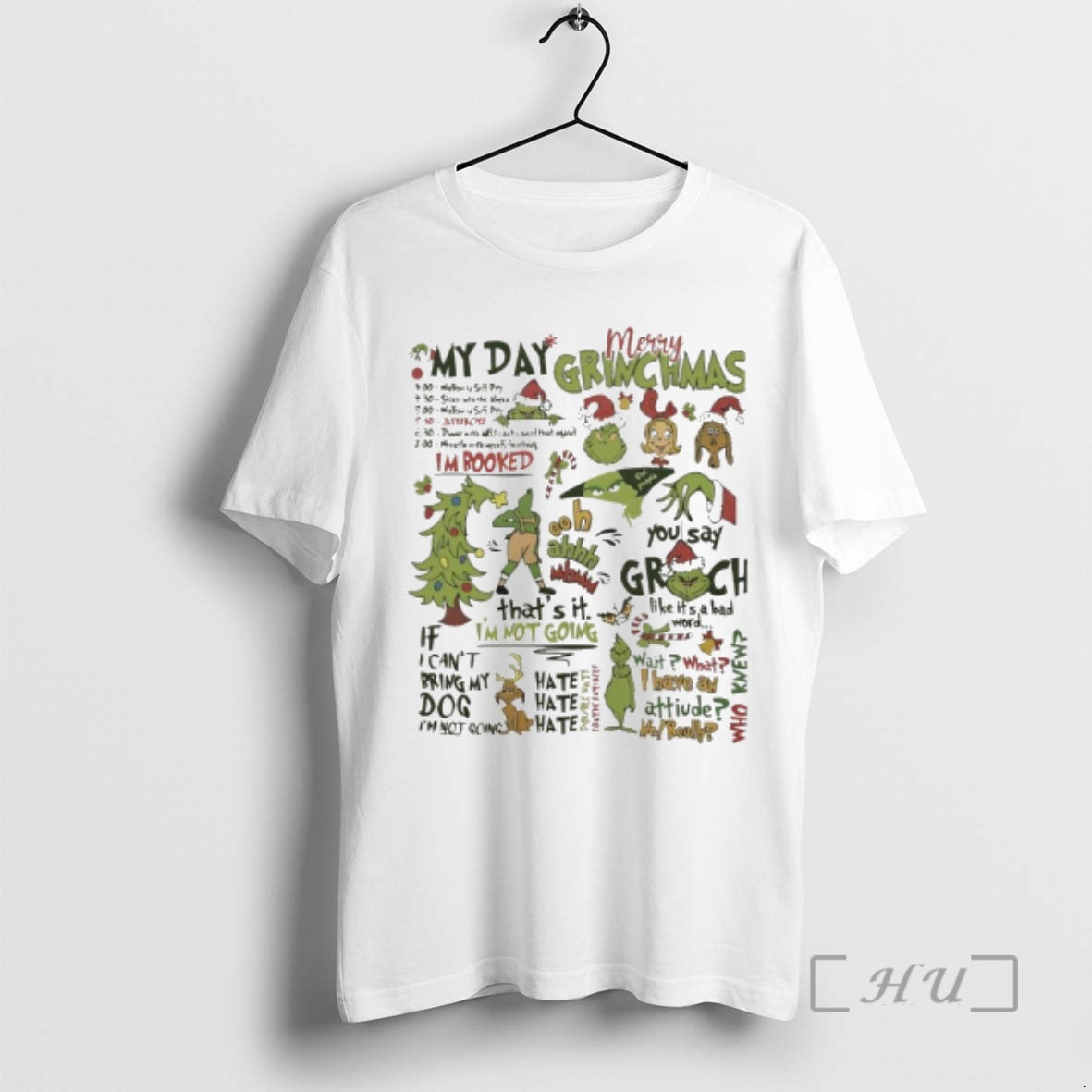 Officials Grinch My Day Christmas Quotes Collage Funny Holiday T-Shirts, Hoodie, Sweatshirt | PopFlextees.com