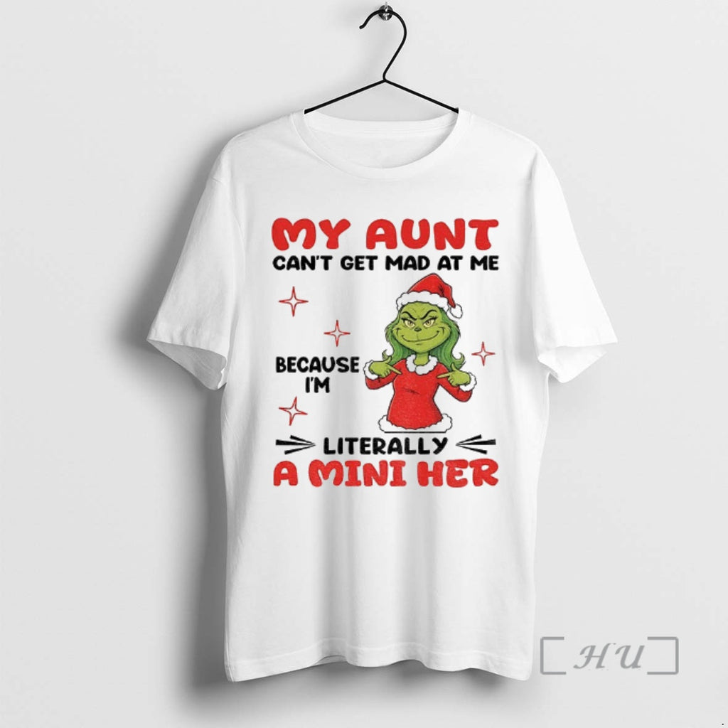 Officials Grinch Santa Hat My Aunt Cant Get Mad At Me Because Im Literally T-Shirts, Hoodie, Sweatshirt | PopFlextees.com