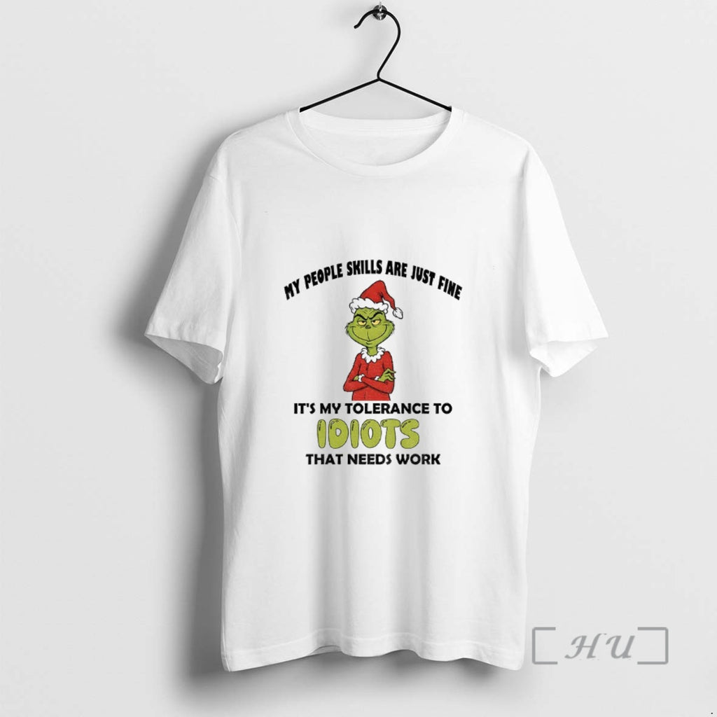 Officials Grinch Santa Hat My People Skills Are Just Fine Its My Tolerance To Idiots T-Shirts, Hoodie, Sweatshirt