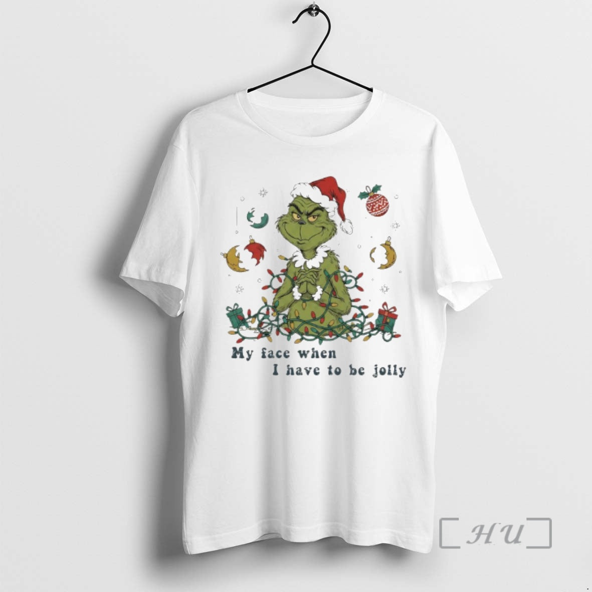 Officials Grinch My Face When I Have To Be Jolly Christmas Premium T Shirts Sweater Hoodie, Sweatshirt | PopFlextees.com