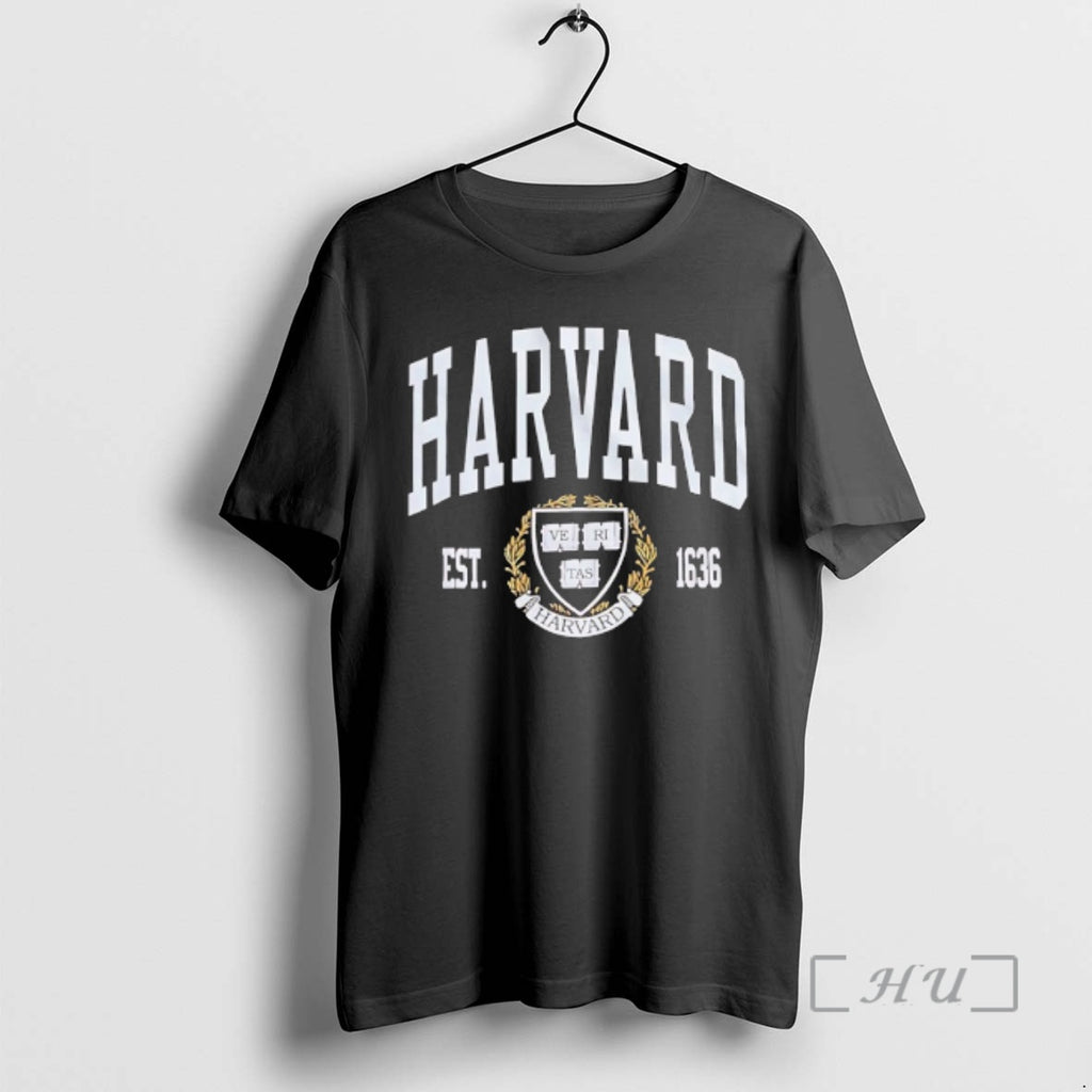 Officials Harvard University Ve Ri Tas Logo Est 1636 T-Shirts, Hoodie, Sweatshirt | PopFlextees.com