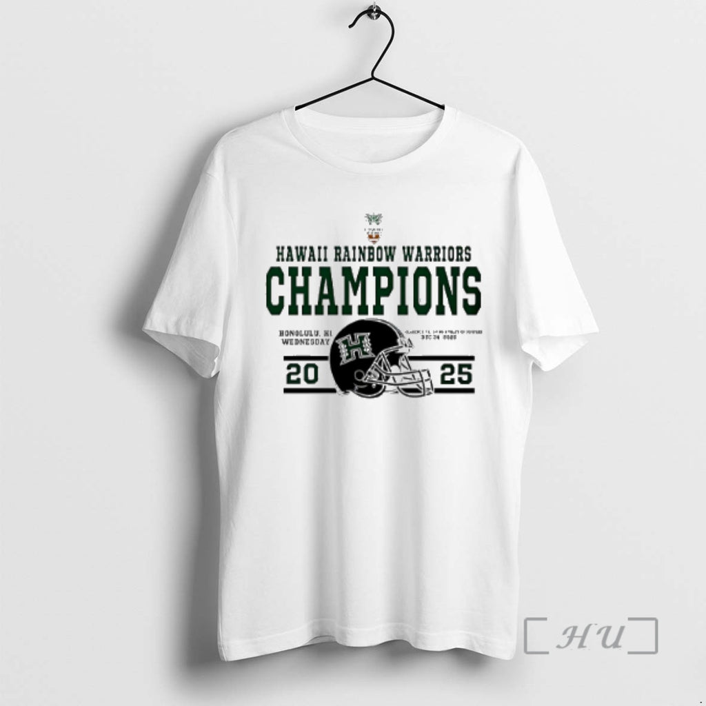 Officials Hawaii Rainbow Warriors 2025 Hawaii Bowl Champions Helmet T-Shirts, Hoodie, Sweatshirt | PopFlextees.com