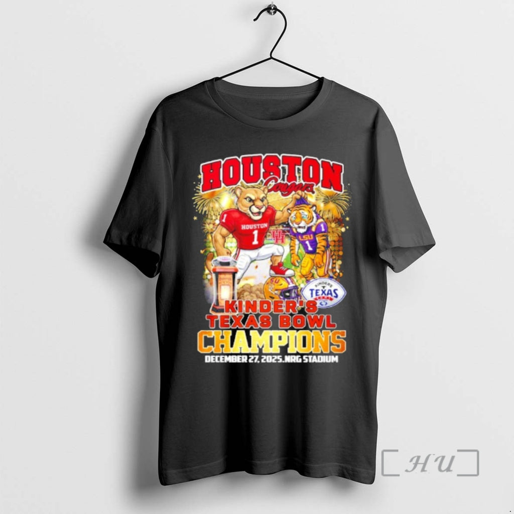 Officials Houston Cougars Football Kinders Texas Bowl Champions 2025 Mascot T-Shirts, Hoodie, Sweatshirt | PopFlextees.com