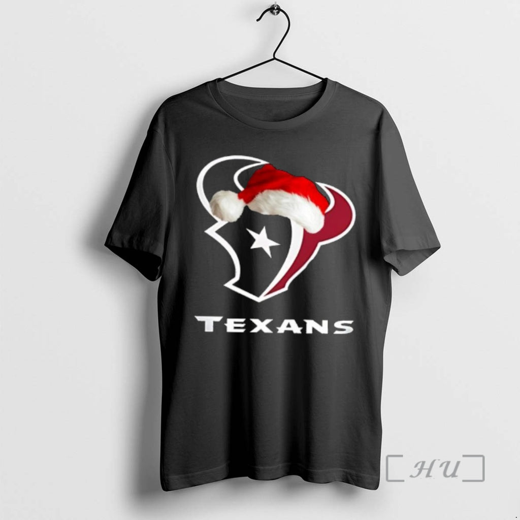 Officials Houston Texans 2025 Santa Hat Logo Football Christmas T-Shirts, Hoodie, Sweatshirt | PopFlextees.com