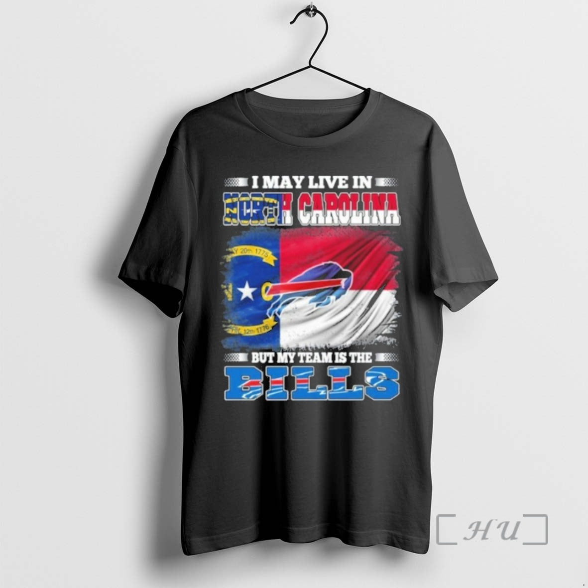 Officials I May Live In North Carolina But My Team Is The Bills Premium T-Shirts, Hoodie, Sweatshirt | PopFlextees.com