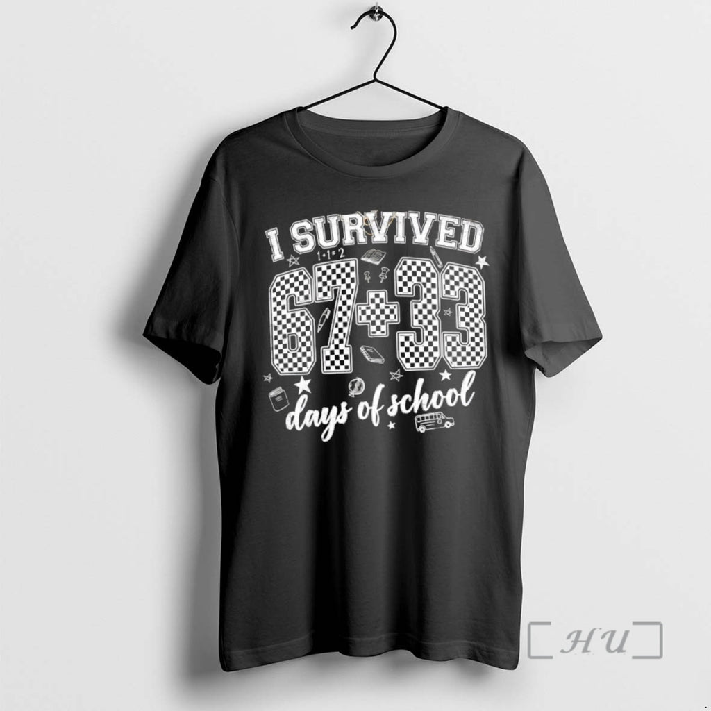 Officials I Survived 100th Day Of School 67 Six Seven Meme Checkered Premium T Shirts Hoodie, Sweatshirt | PopFlextees.com