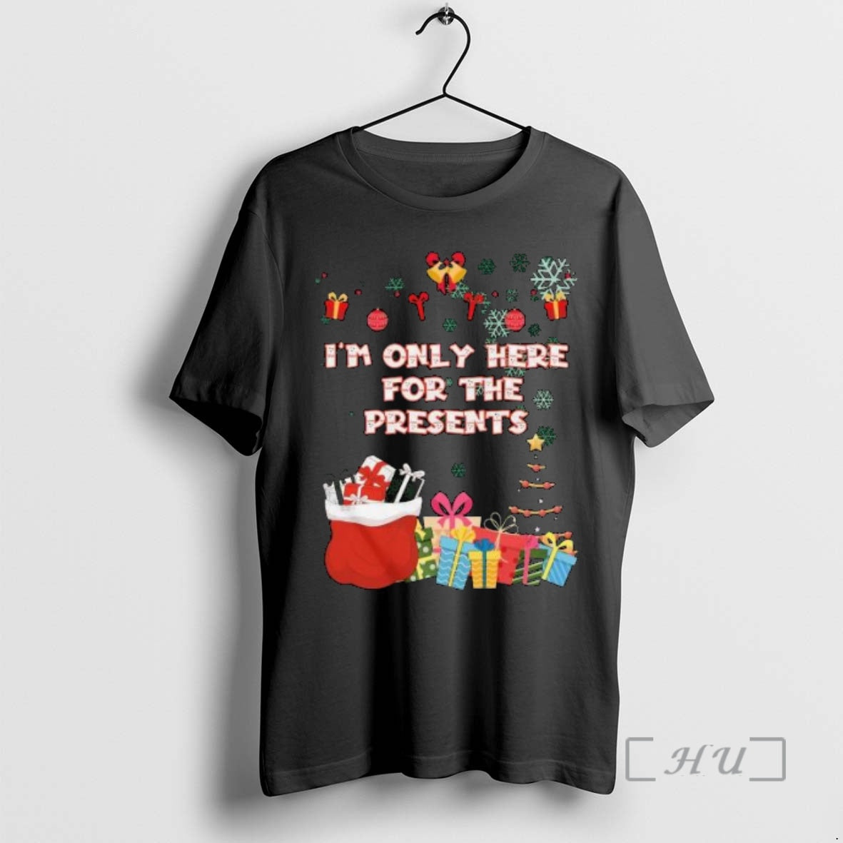 Officials Im Only Here For The Presents Circle Black T-Shirts, Hoodie, Sweatshirt | PopFlextees.com