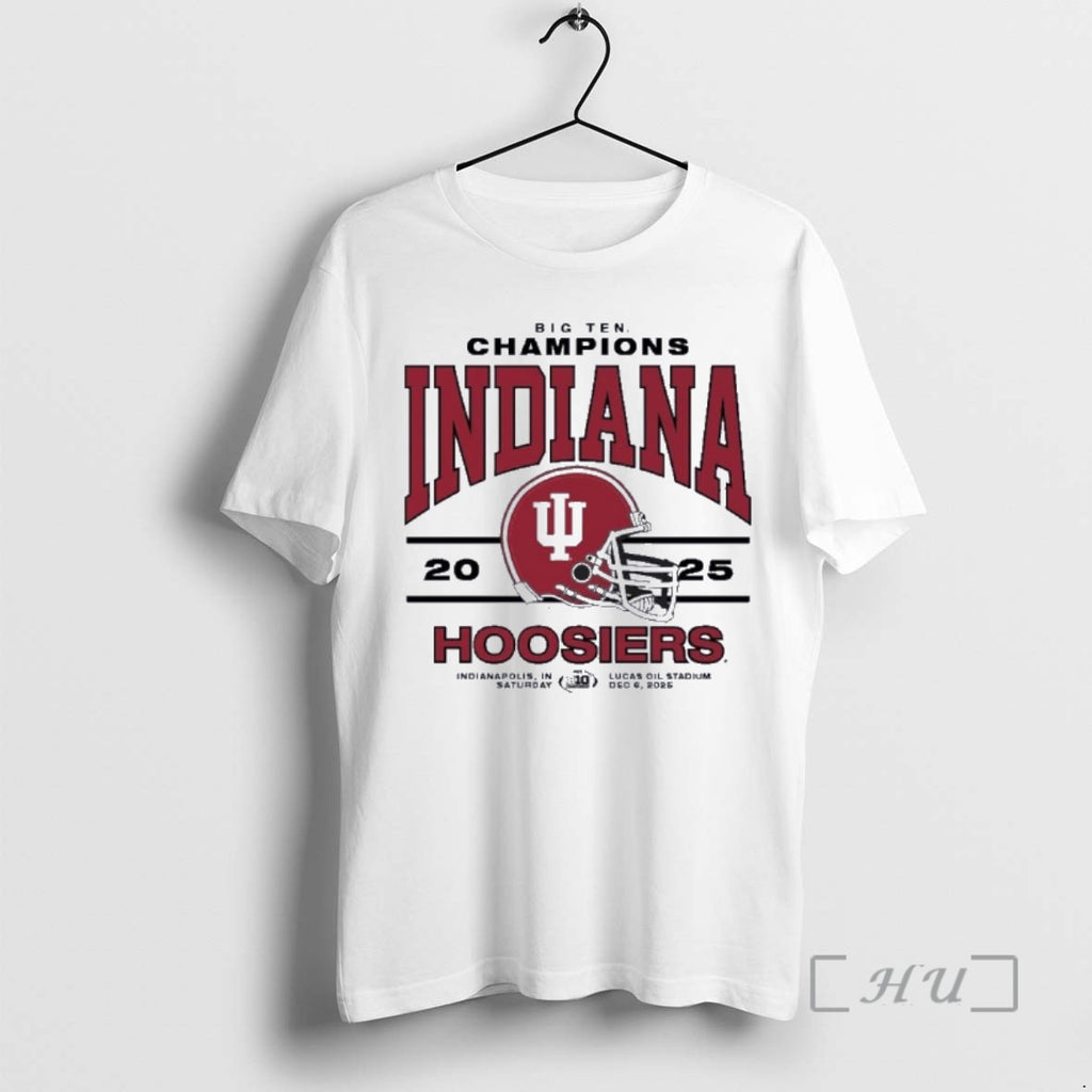 Officials Indiana 2025 Big Ten Champs Helmet T-Shirts, Hoodie, Sweatshirt | PopFlextees.com