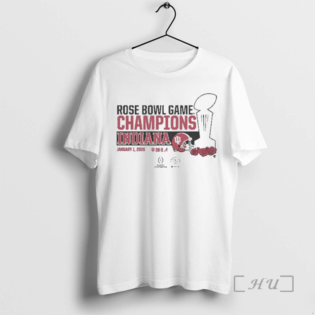 Officials Indiana Football Cfp Rose Bowl Champions Trophy T-Shirts, Hoodie, Sweatshirt | PopFlextees.com