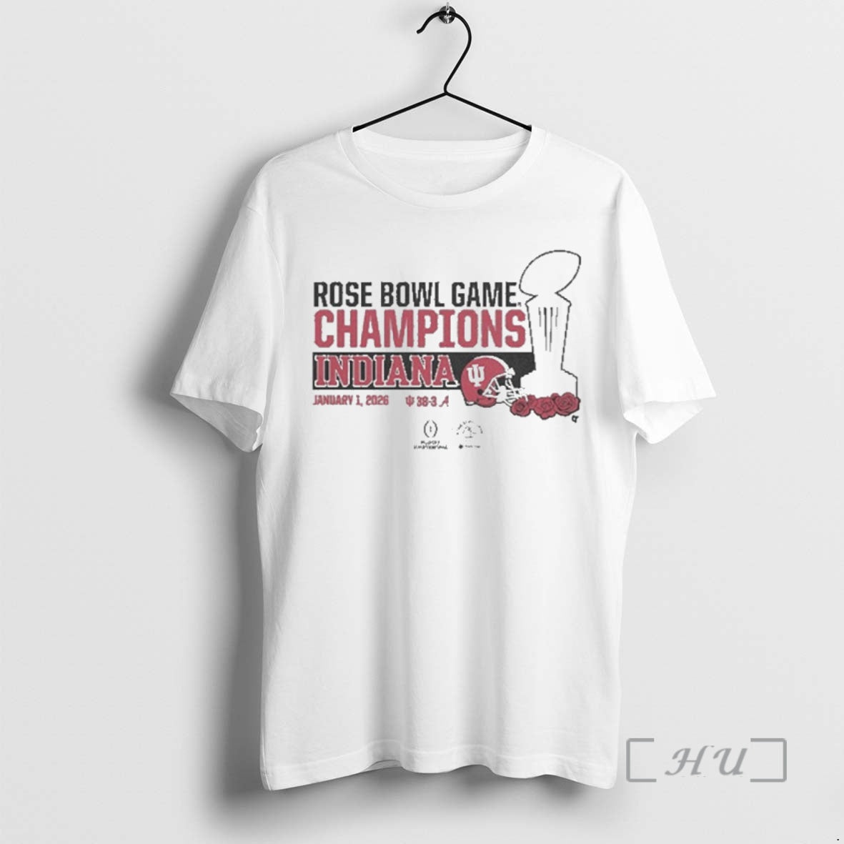 Officials Indiana Football Cfp Rose Bowl Champions Trophy T-Shirts, Hoodie, Sweatshirt | PopFlextees.com