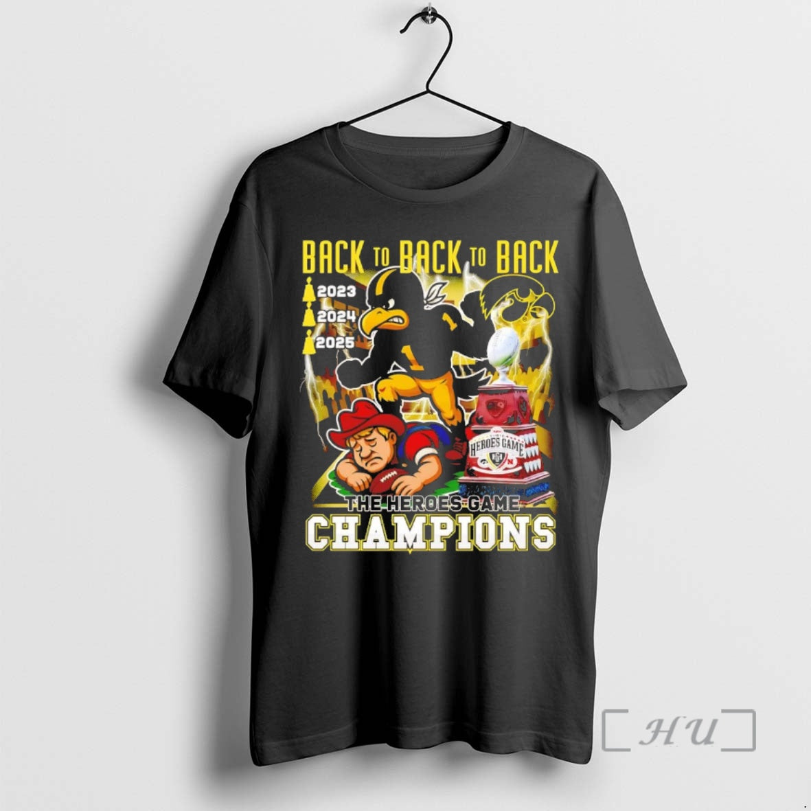Officials Iowa Hawkeyes 2025 Back To Back The Heroes Game Champions Christmas Chriast Premium T-Shirts, Hoodie, Sweatshirt