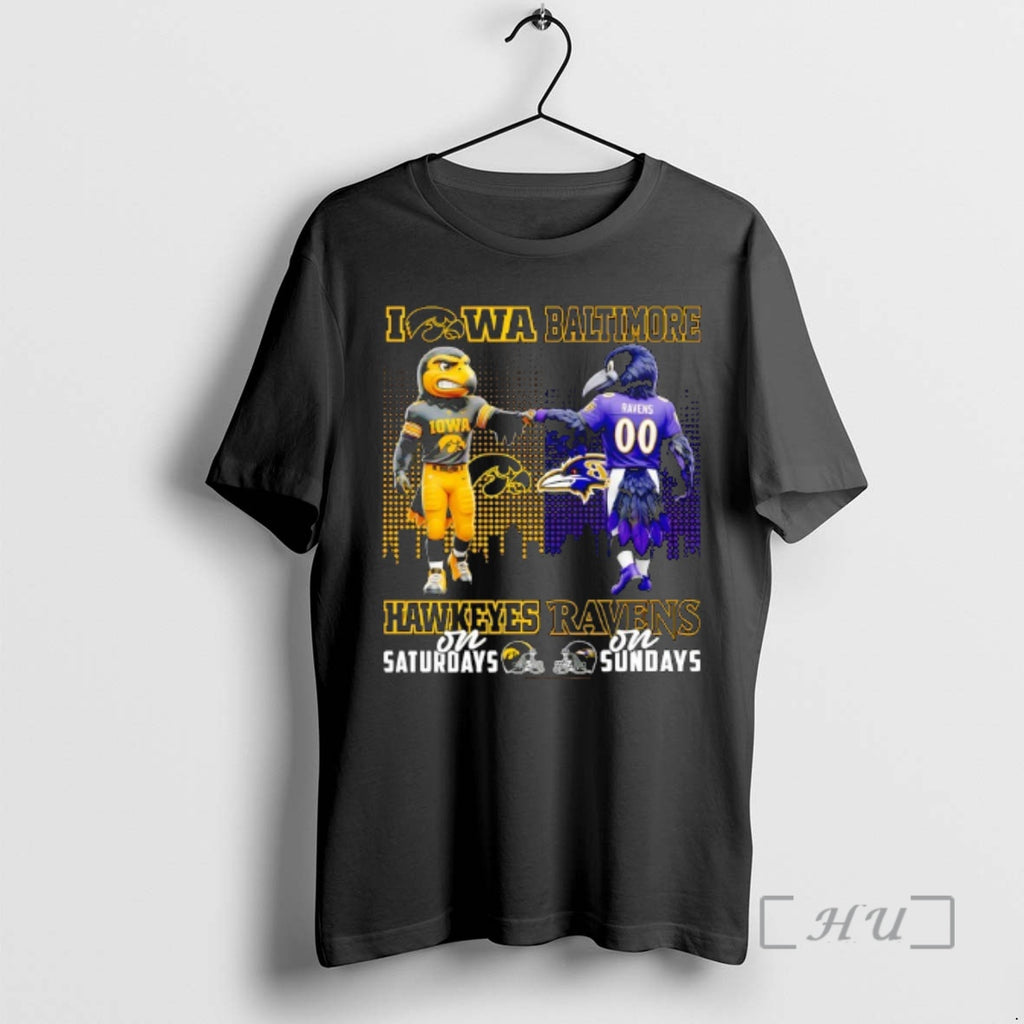 Officials Iowa Hawkeyes On Saturdays X Baltimore Ravens On Sunday Mascot Premium T Shirts Sweater Hoodie, Sweatshirt
