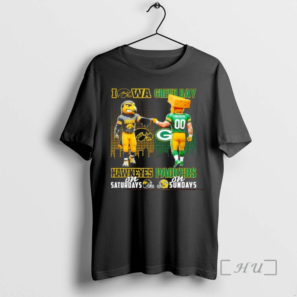Officials Iowa Hawkeyes On Saturdays X Green Bay Packers On Sunday Mascot Premium T Shirts Hoodie, Sweatshirt