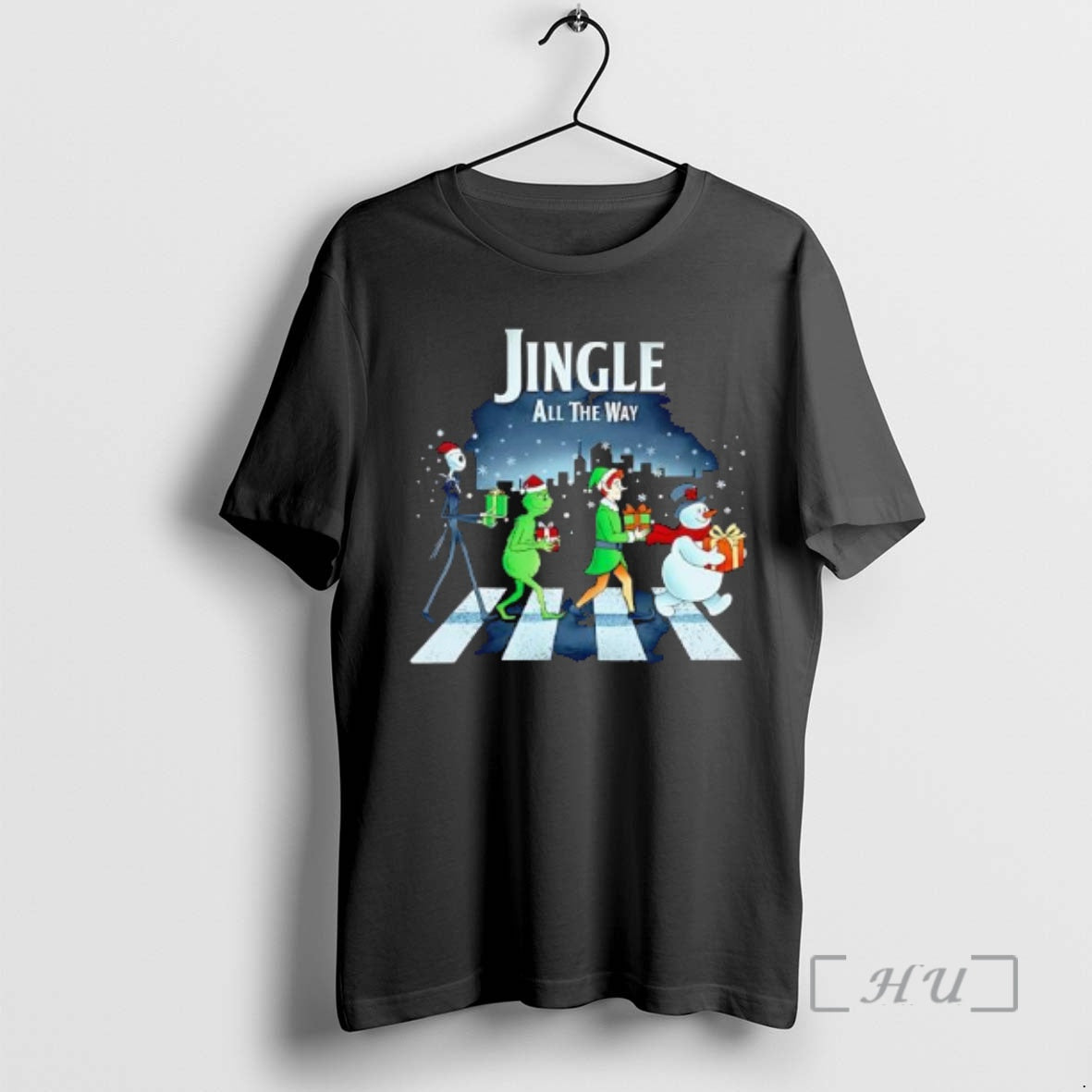 Officials Jack Skellington And Grinch And Buddy The Elf And Snowman Jingle All The Way T-Shirts, Hoodie, Sweatshirt