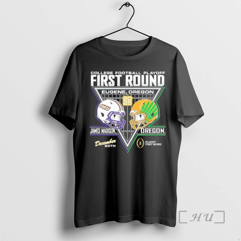 Officials James Madison Vs Oregon College Football Playoffs Round Matchup 2025 Premium T Shirts Sweater Hoodie, Sweatshirt