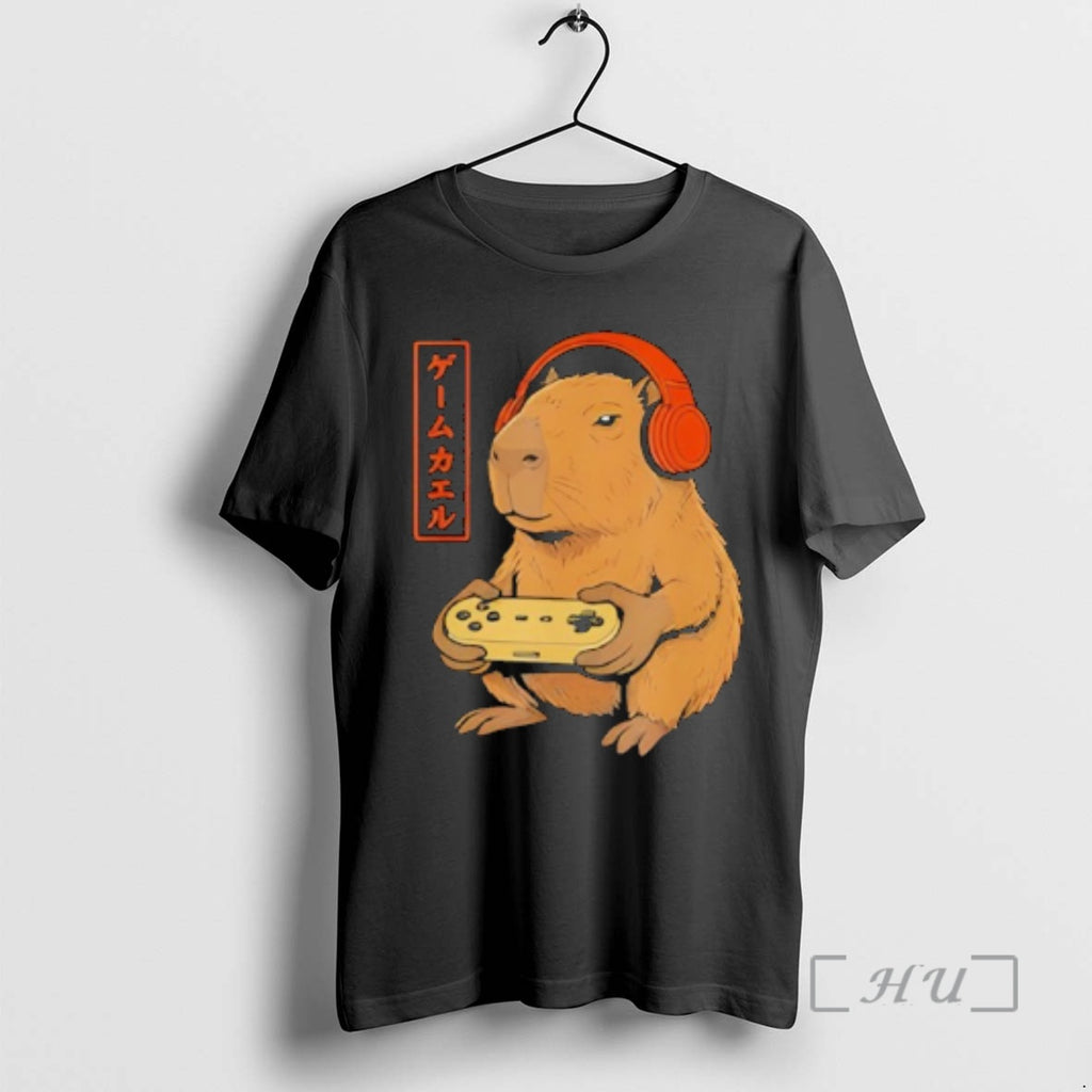 Officials Japanese Gamer Capybara Art Gaming T-Shirts, Hoodie, Sweatshirt | PopFlextees.com