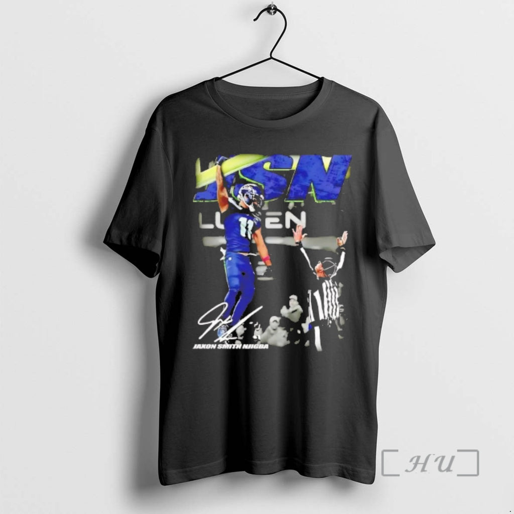 Officials Jaxon Smith Njigba Leads In Receiving Yards Signature T-Shirts, Hoodie, Sweatshirt | PopFlextees.com