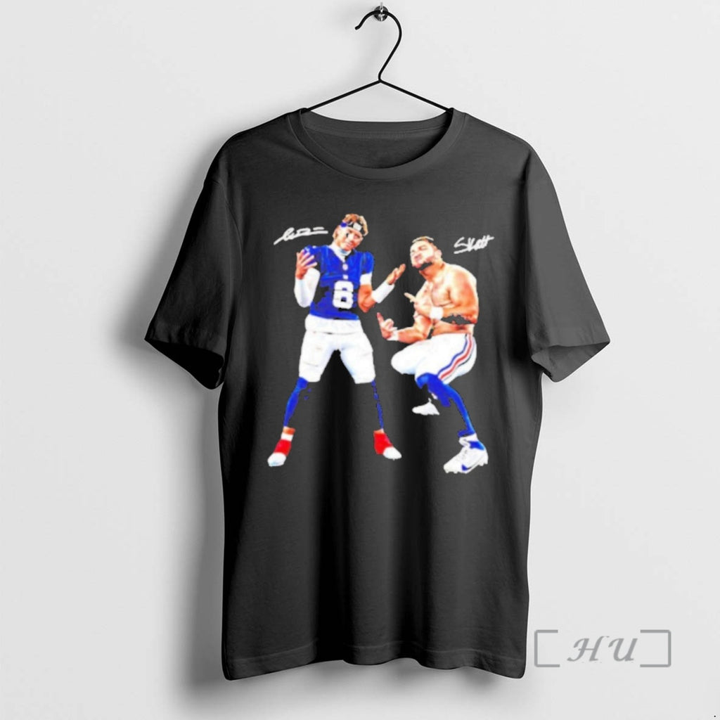 Officials Jaxson Dart And Cam Skattebo New York Giants Aura Signature Premium T Shirts Sweater Hoodie, Sweatshirt