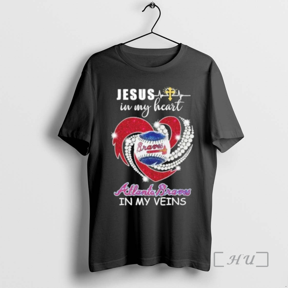 Officials Jesus In My Heart Heart Ball Atlanta Braves In My Veins Premium T Shirts Hoodie, Sweatshirt | PopFlextees.com
