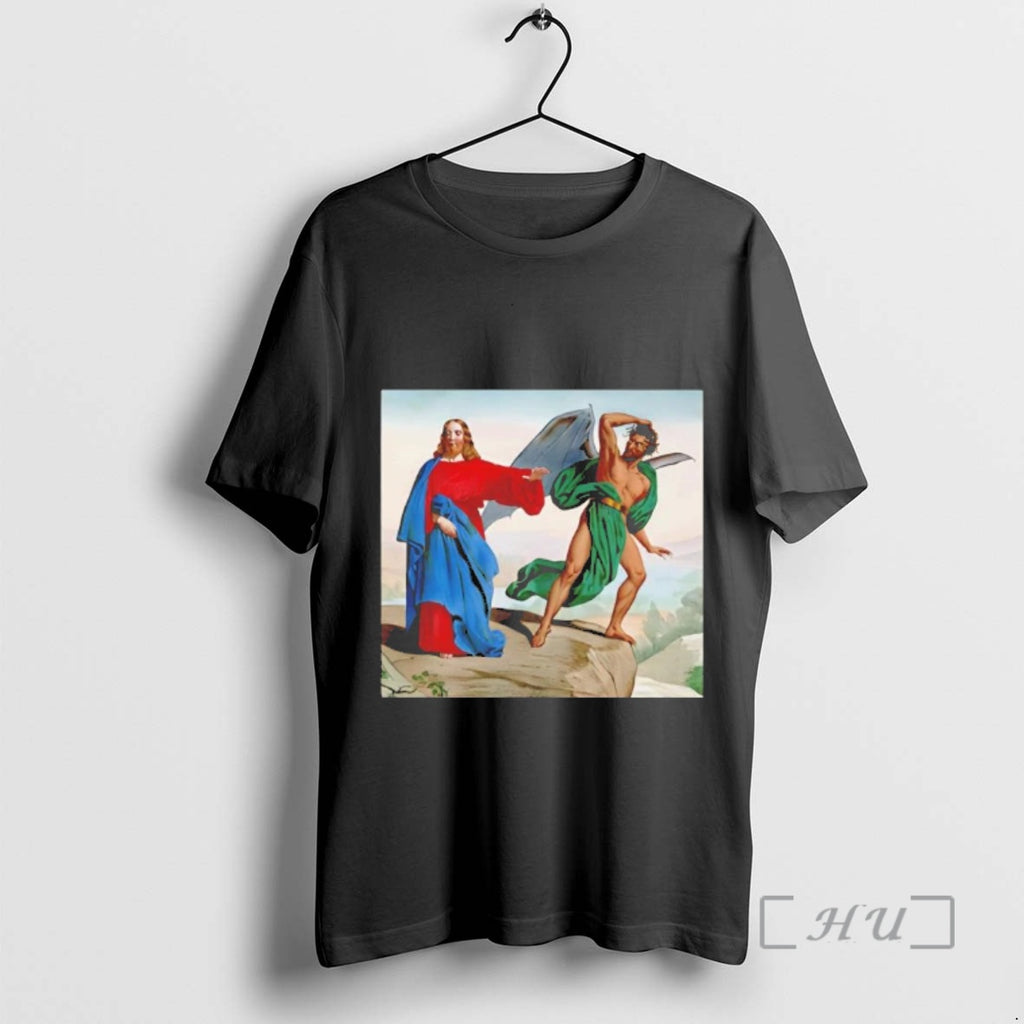 Officials Jesus Satan Tempts Christ On The Mountain T-Shirts, Hoodie, Sweatshirt | PopFlextees.com