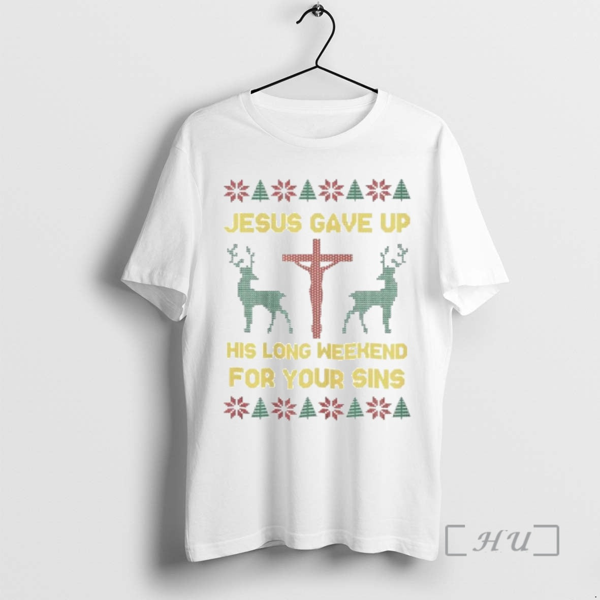 Officials Jesus Gave Up His Long Weekend For Your Sins Ugly Christmas Ornaments Premium T-Shirts, Hoodie, Sweatshirt