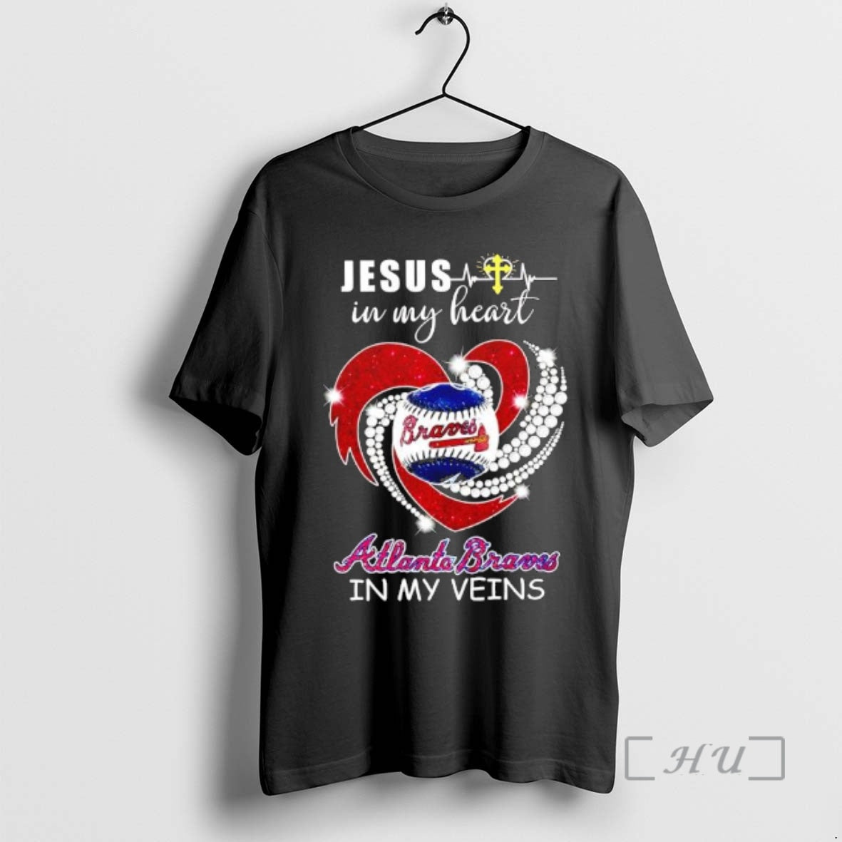 Officials Jesus In My Heart Atlanta Braves In My Veins T-Shirts, Hoodie, Sweatshirt | PopFlextees.com