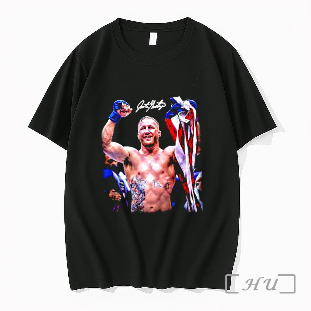 Officials Justin Gaethje Ufc Before Eyes Usa Flag Celebrate Signature Sports Fan Premium T Shirts