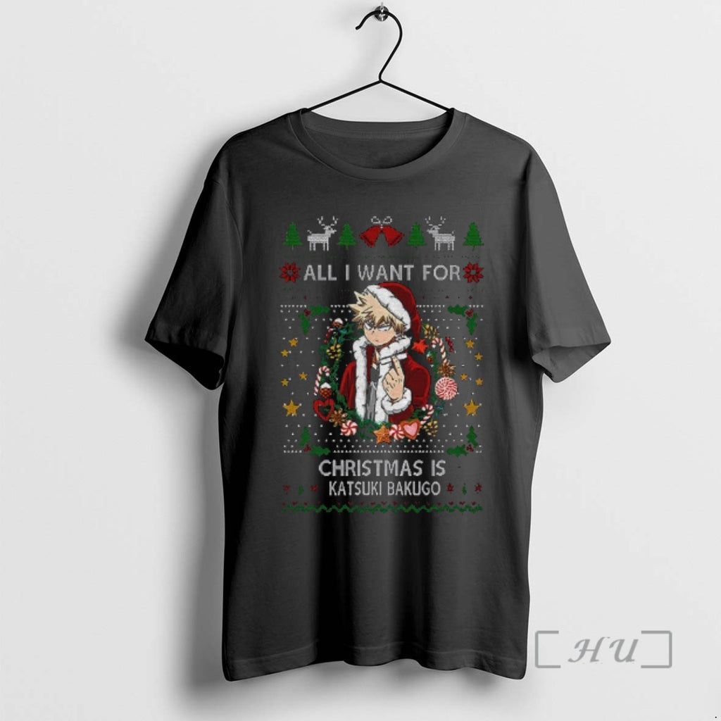 Officials Katsuki Bakugo All I Want For Christmas Is Merry Christmas Premium T Shirts Sweater Hoodie, Sweatshirt