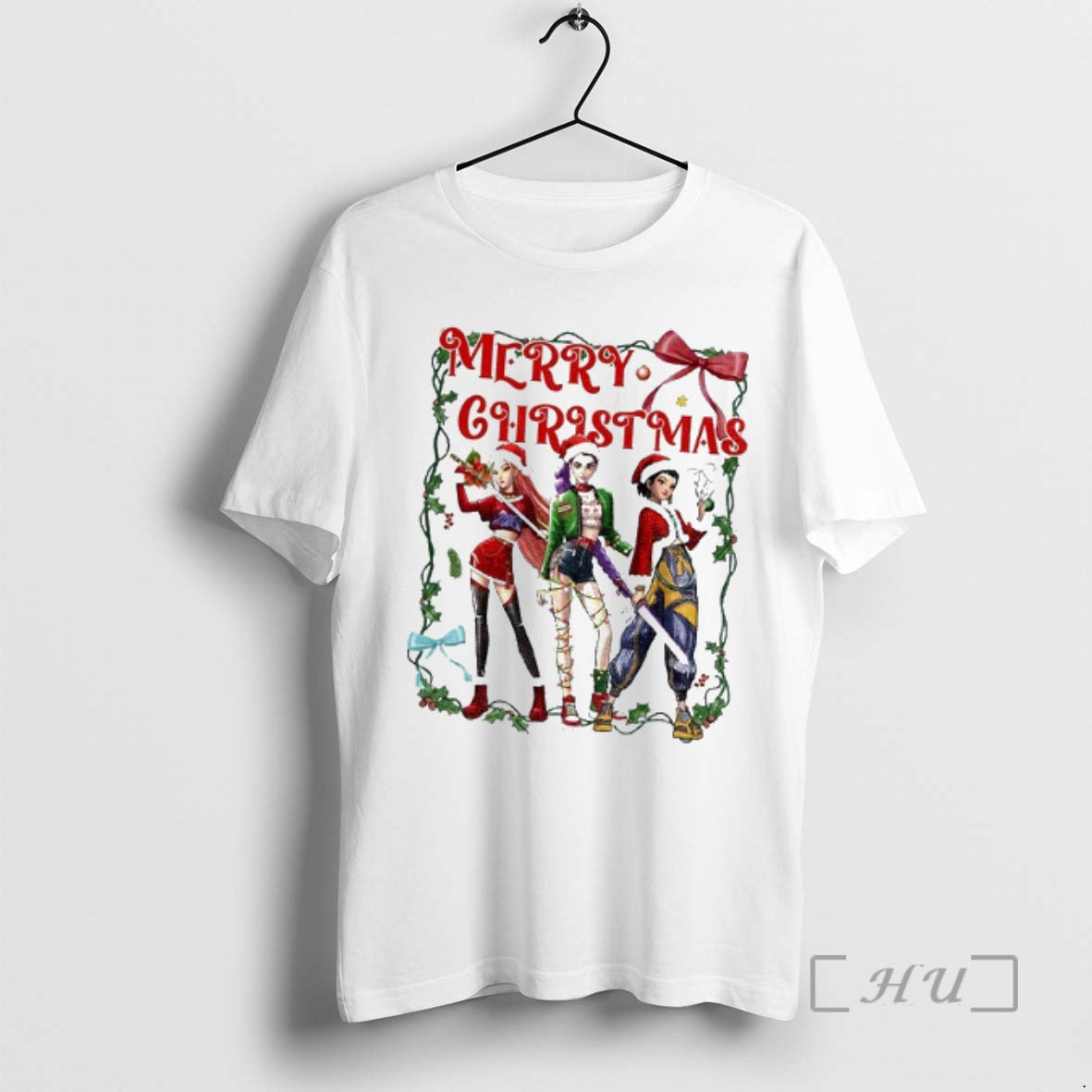 Officials Kpop Demon Hunter Cute Girl Group Winter Merry Christmas T-Shirts, Hoodie, Sweatshirt | PopFlextees.com