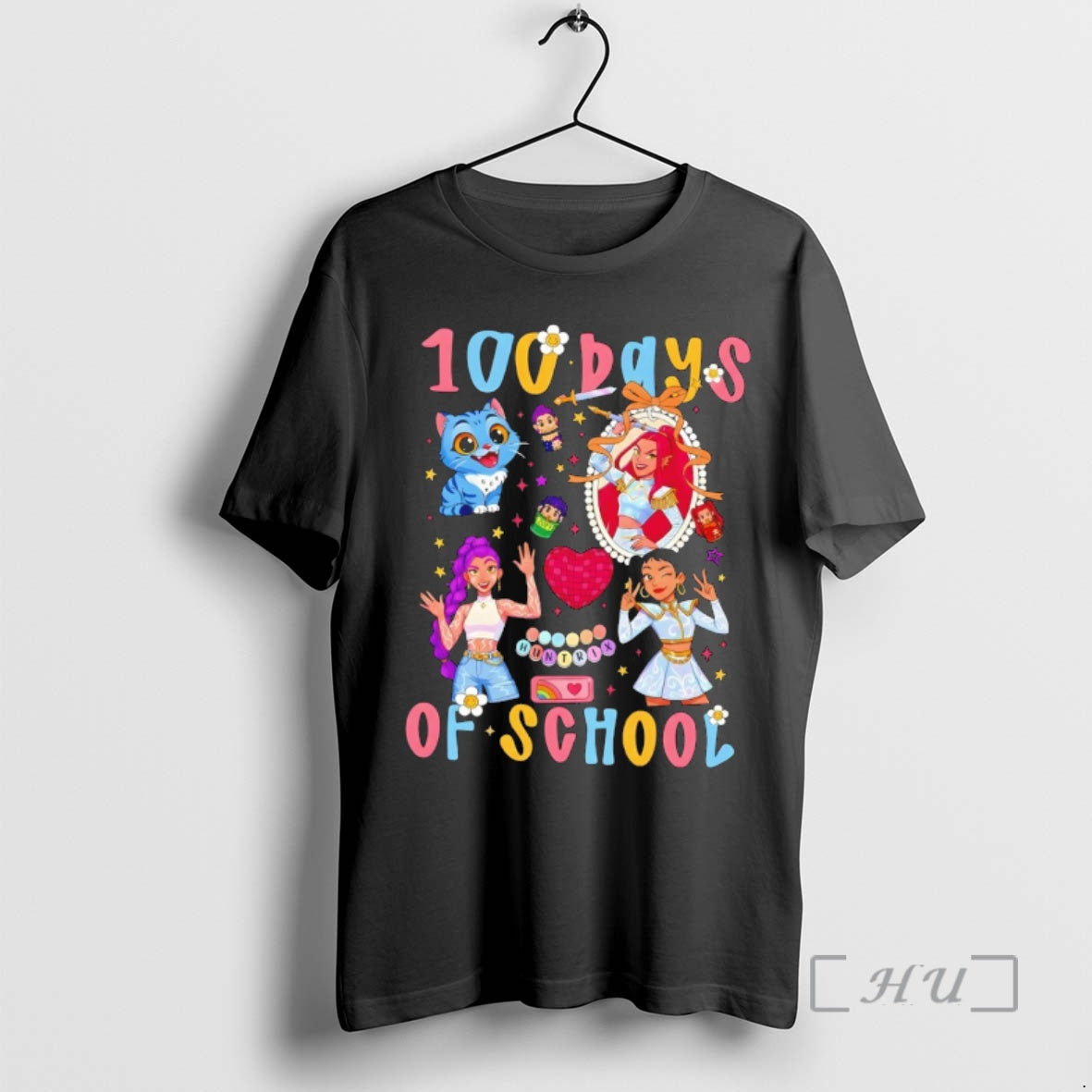 Officials Kpop Demon Hunter Happy 100th Day Of School T-Shirts, Hoodie, Sweatshirt | PopFlextees.com
