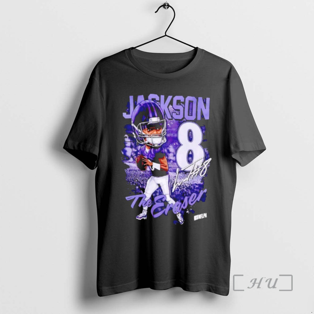 Officials Lamar Jackson The Eraser Number 8 Signature Caricature T-Shirts, Hoodie, Sweatshirt | PopFlextees.com