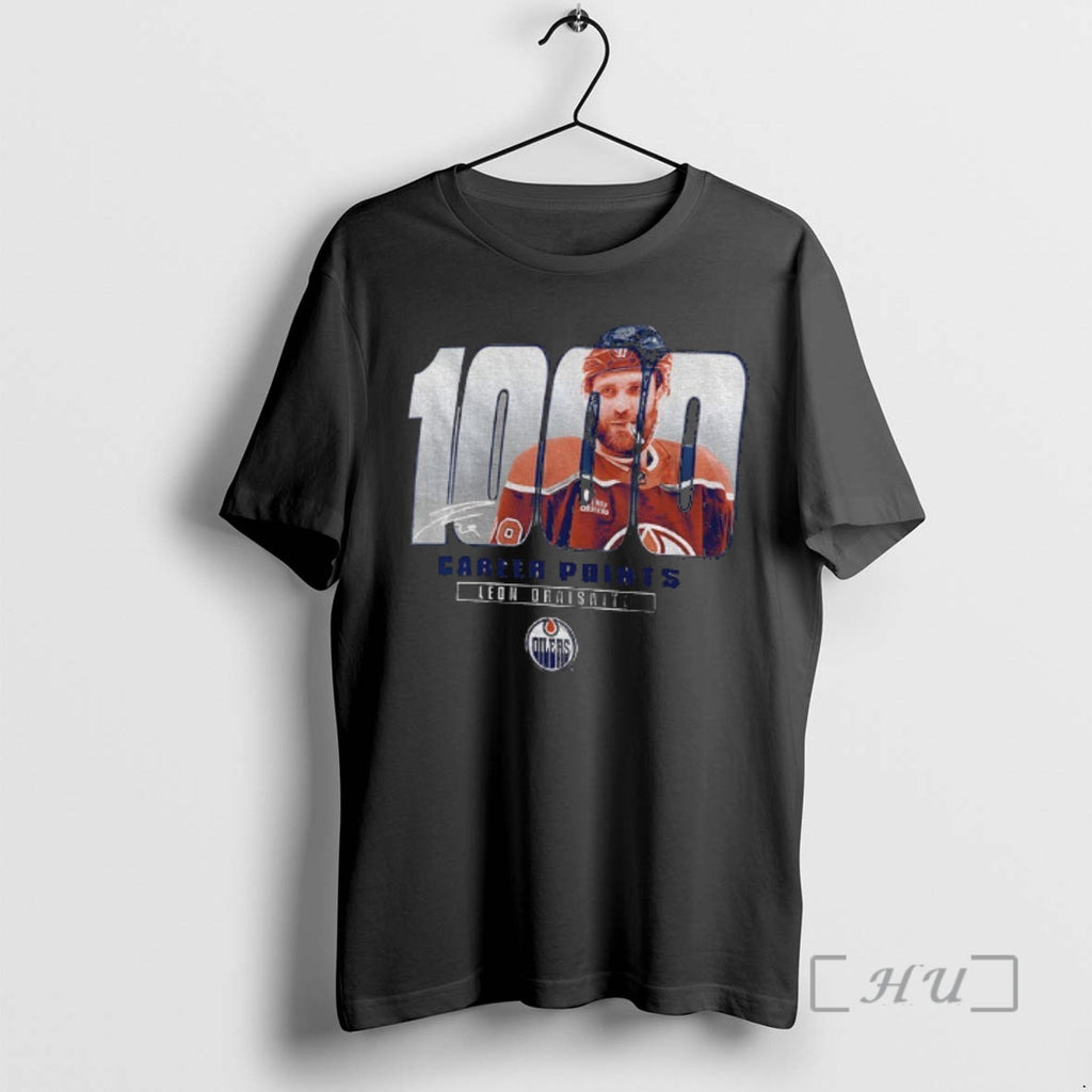 Officials Leon Draisaitl Edmonton Oilers Nhl Hockey 1000 Career Points Signature Vintage Premium T Shirts Hoodie, Sweatshirt