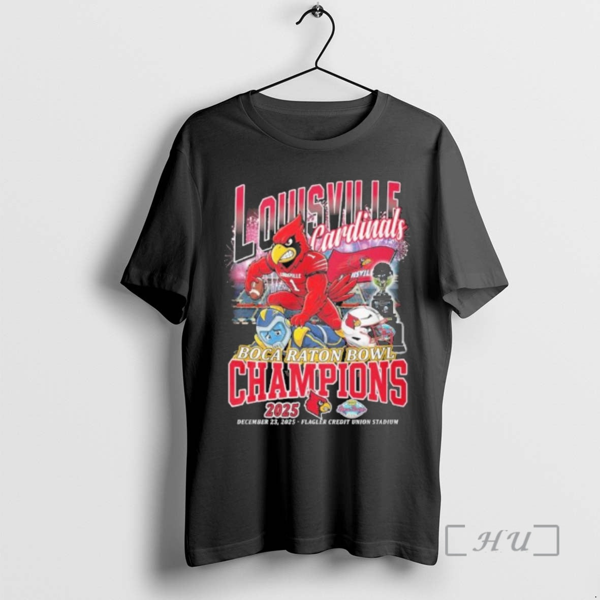 Officials Louisville Cardinals Mascot 2025 Boca Raton Bowl Champions T-Shirts, Hoodie, Sweatshirt | PopFlextees.com