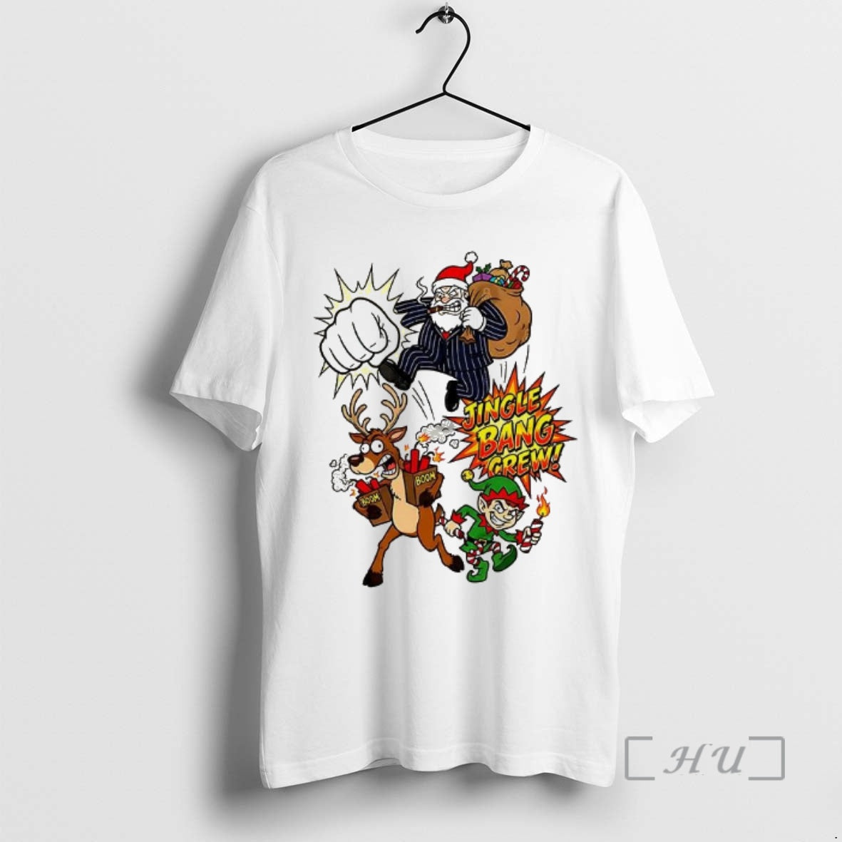 Officials Mafia Santa Reindeer And Elf Jingle Bang Crew T-Shirts, Hoodie, Sweatshirt | PopFlextees.com