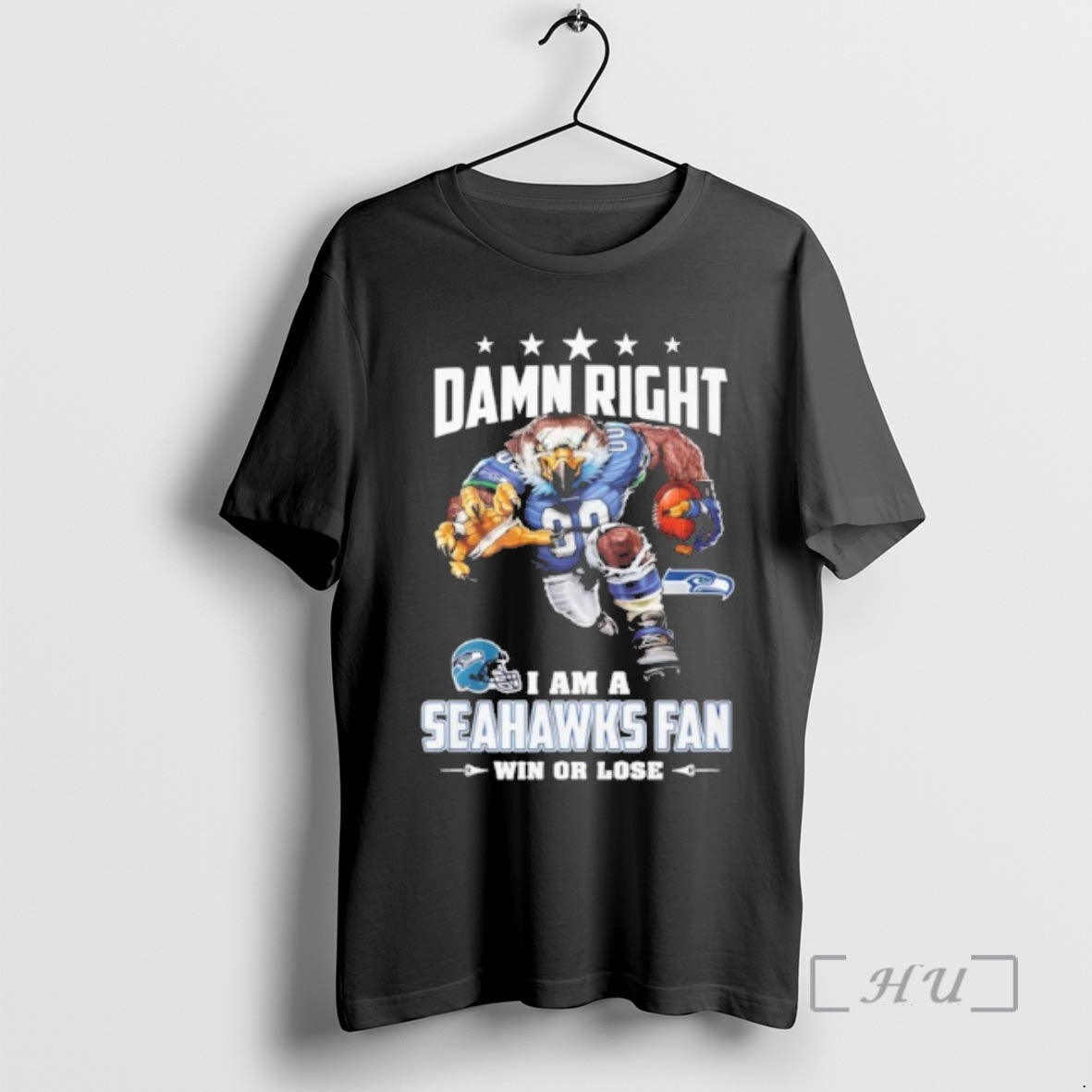 Officials Mascot Damn Right I Am A Seahawks Fan Win Or Lose Premium T Shirts Hoodie, Sweatshirt | PopFlextees.com