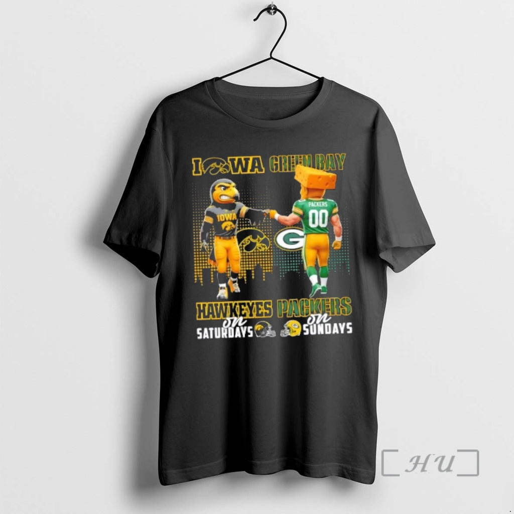 Officials Mascots Iowa Hawkeyes On Saturdays X Green Bay Packers On Sundays Skyline Premium T-Shirts, Hoodie, Sweatshirt