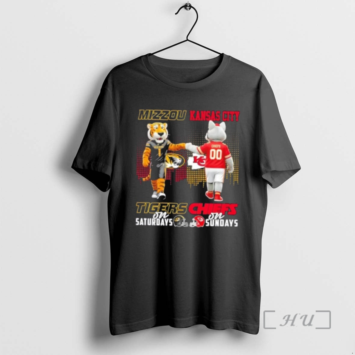 Officials Mascots Missouri Tigers On Saturdays X Kansas City Chiefs On Sundays Skyline Premium T-Shirts, Hoodie, Sweatshirt