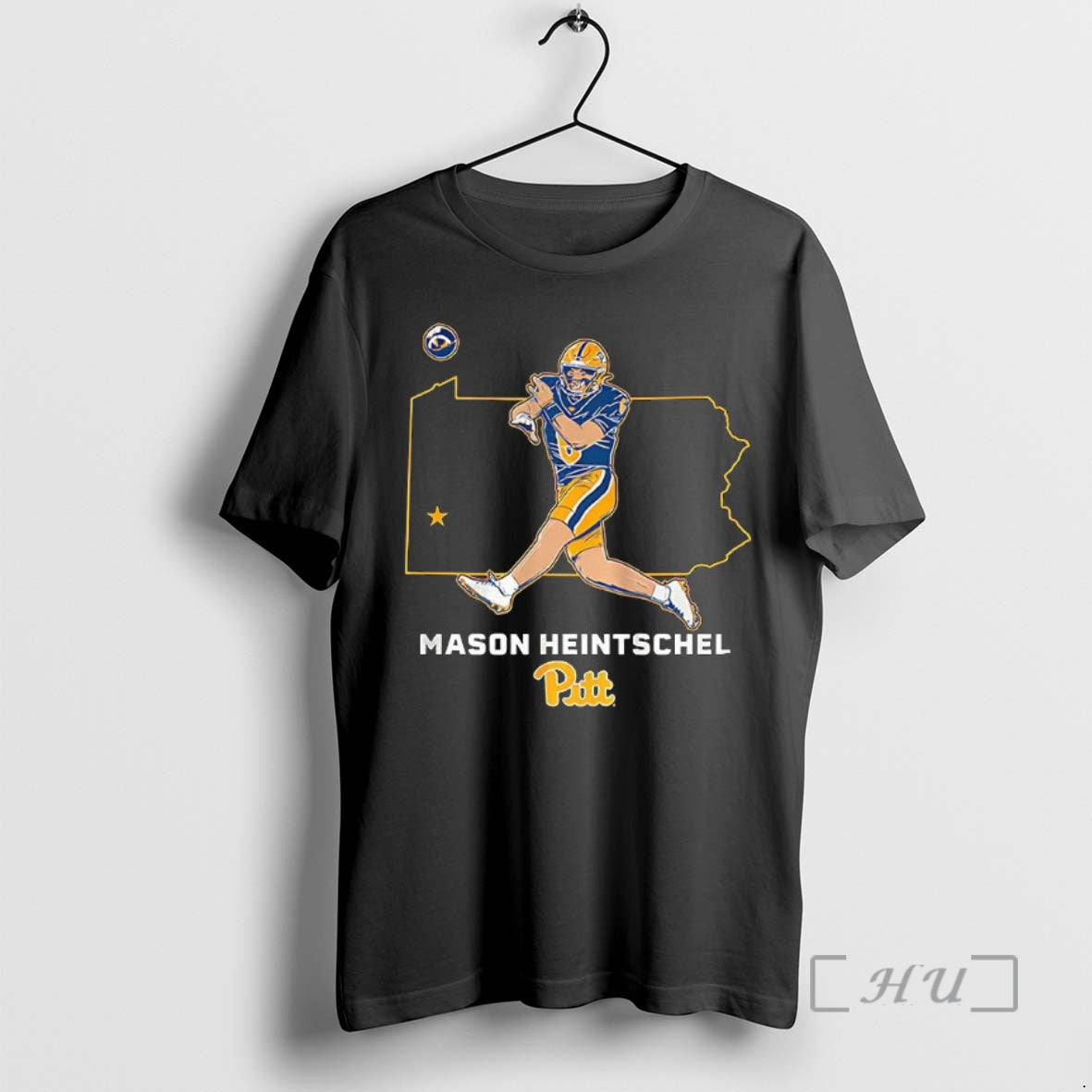 Officials Mason Heintschel Pittsburgh Panthers Football State Star Outline T-Shirts, Hoodie, Sweatshirt | PopFlextees.com