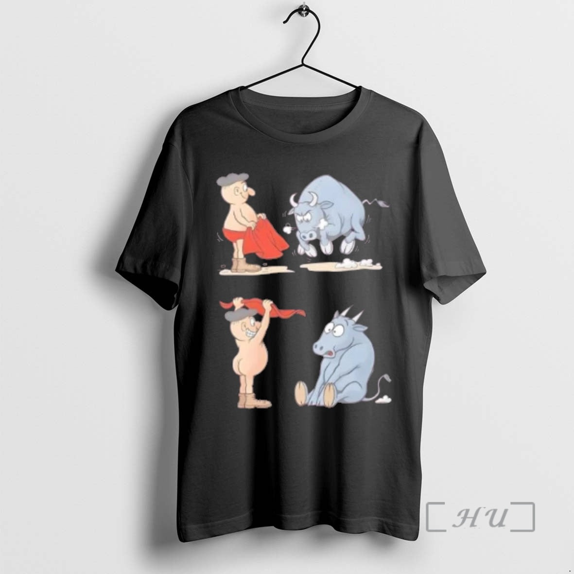Officials Matador Bullfighter Naked Gag Cartoon T-Shirts, Hoodie, Sweatshirt | PopFlextees.com