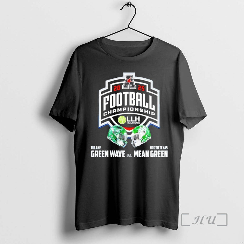Officials Mean Green Vs Green Wave 2025 American Conference Champions Helmet T-Shirts, Hoodie, Sweatshirt