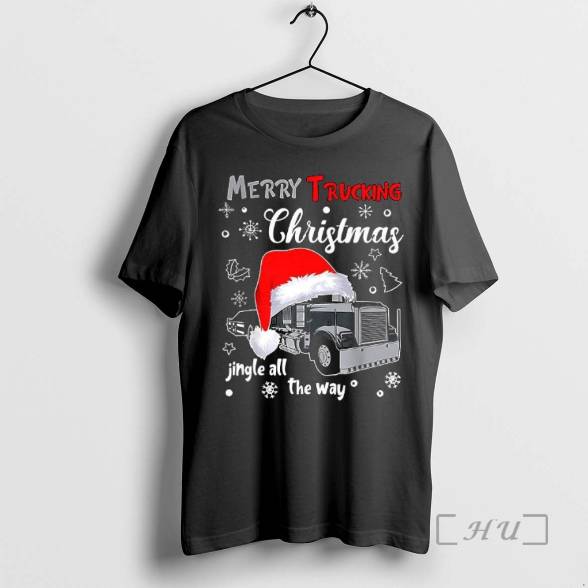 Officials Merry Trucking Christmas Jingle All The Way Tractor Truck Santa Hat Premium T Shirts Hoodie, Sweatshirt
