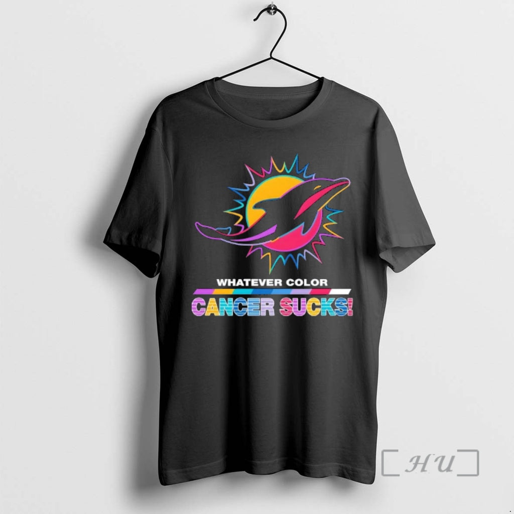 Officials Miami Dolphins Football Whatever Color Cancer Sucks Logo Colors T-Shirts, Hoodie, Sweatshirt | PopFlextees.com